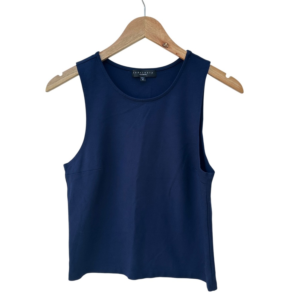 Sanctuary Navy Tank Top Sleeveless Basic Casual Everyday Medium Cropped